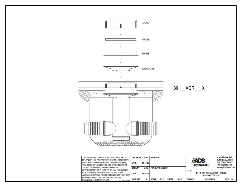 2' x 3' Installation - 4 Piece Assembly Nyloplast Detail
