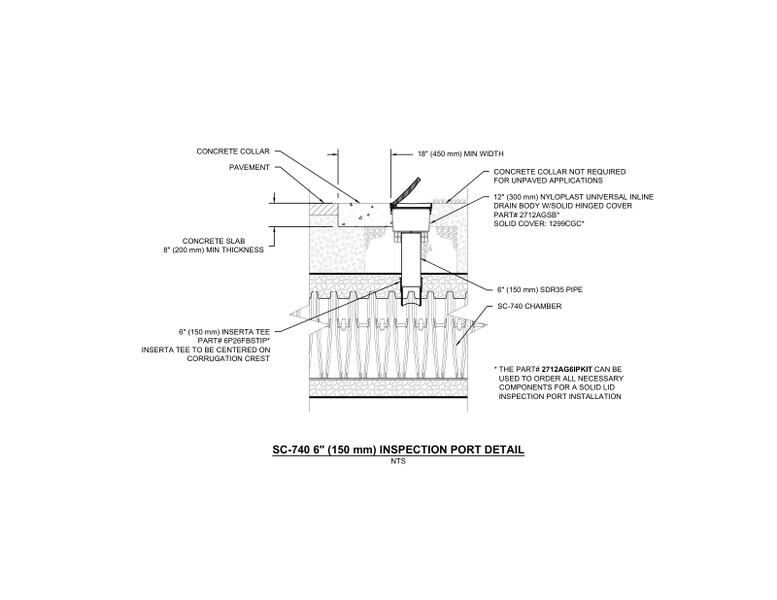 SC-740 6" (150 mm) StormTech Inspection Port Detail