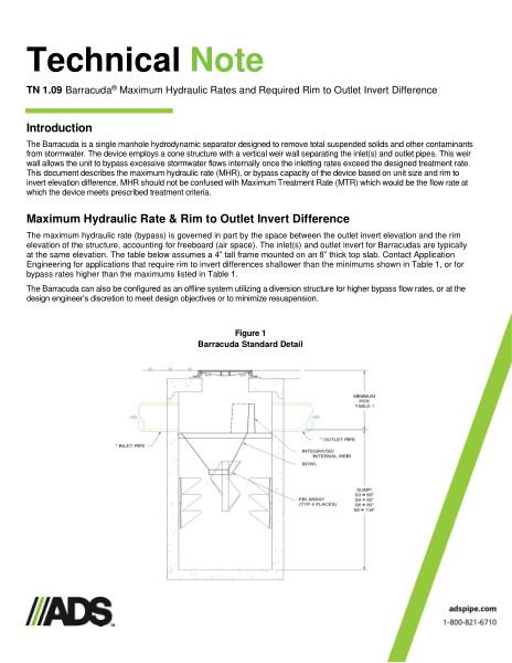 TN 1.09 Barracuda Max Hydraulic Rate and Rim-Outlet Elevations