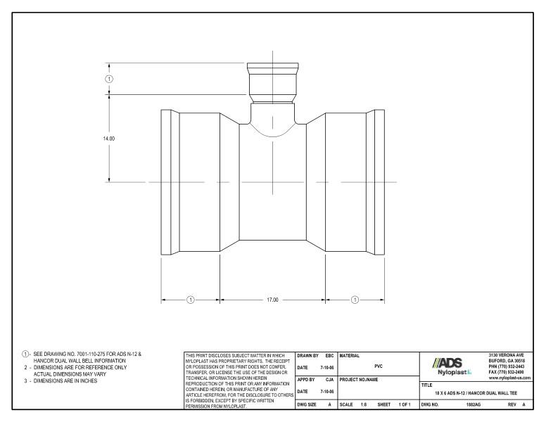 18 x 6 N-12 Dual Wall Tee Nyloplast Detail