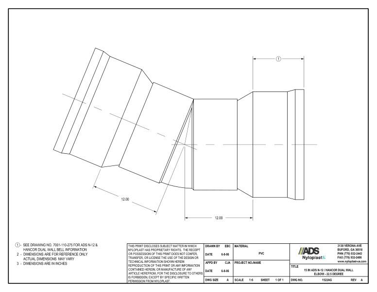 15" N-12 Dual Wall Elbow - 22.5 Degree Nyloplast Detail