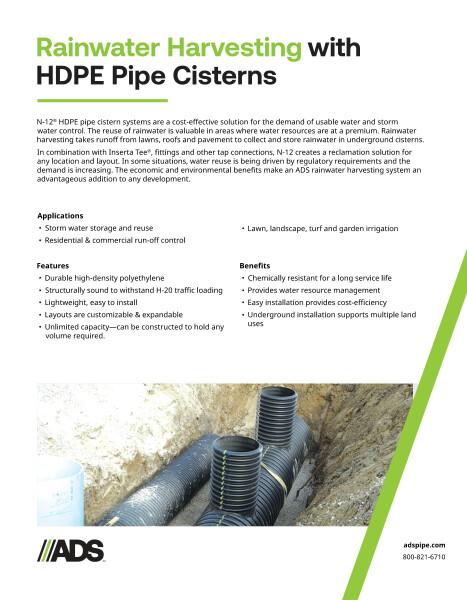 Rainwater Harvesting with HDPE Pipe Cisterns Product Sheet